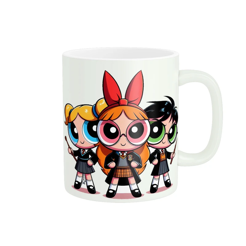 ماگ پادآفرین مدل کارتونی طرح انیمیشن سه دختر قهرمان کد PM382