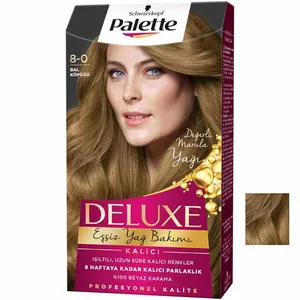 کیت رنگ مو پلت سری DELUX شماره 8.0 حجم 50 میلی لیتر رنگ عسلی