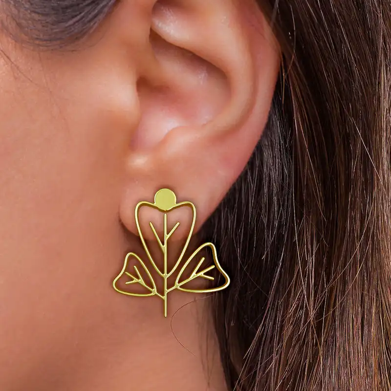 گوشواره طلا 18 عیار زنانه مدوپد مدل برگ کد GA1-15873