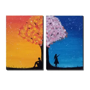 تابلو نقاشی گواش طرح بهار پاییز کد 5 مجموعه 2 عددی