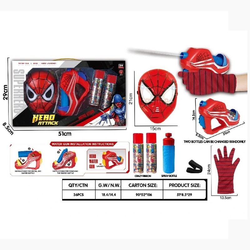 ست ایفای نقش مدل تارپرتاپ کن مرد عنکبوتی طرح ماسک و اسپری مجموعه 4 عددی