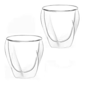 لیوان مدل دوجداره طرح پیچدار بسته 2 عددی