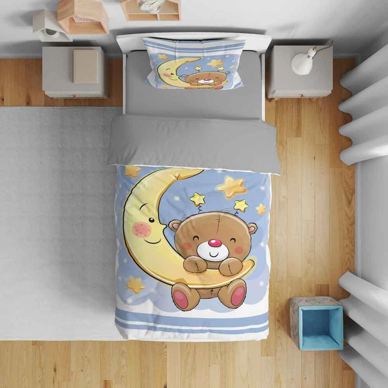 سرویس روتختی نوپه هوم مدل خرس و ماه T5919 تک نفره 5 تکه