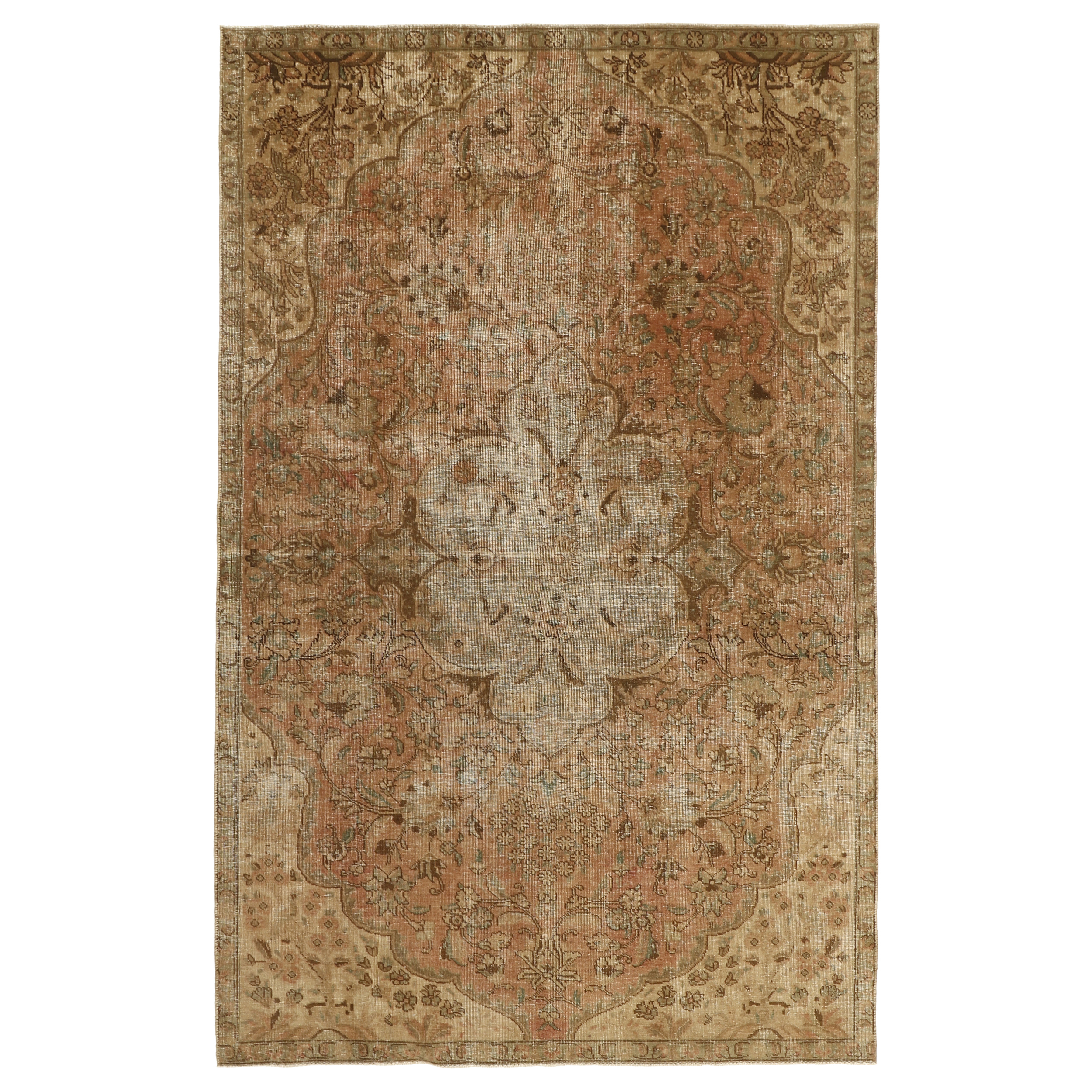 فرش دستبافت رنگ شده چهار و نیم متری طرح وینتیج کد 535672