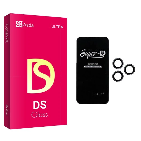 محافظ صفحه نمایش آسدا مدل DS SuperD مناسب برای گوشی موبایل اپل iPhone 14 Pro Max  به همراه محافظ لنز گوشی