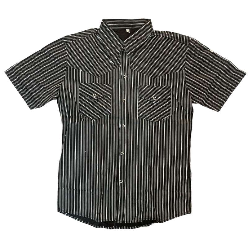 پیراهن آستین کوتاه مردانه مدل 522457 راه راه رنگ مشکی