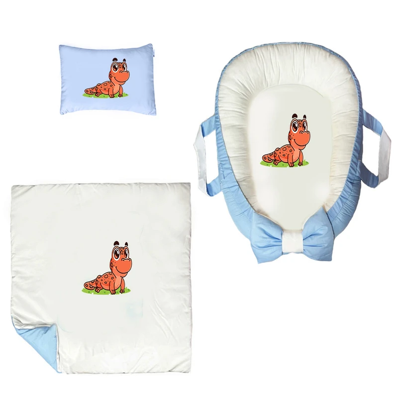 سرویس خواب سه تکه نوزاد ناریکو مدل گارد محافظ دار طرح بچه تمساح کد 0107