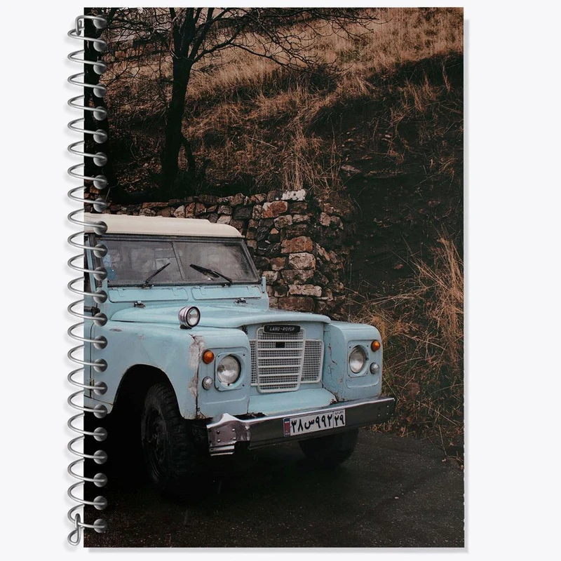 دفتر زبان 50 برگ خندالو مدل سه خط طرح ماشین کلاسیک کد 28758