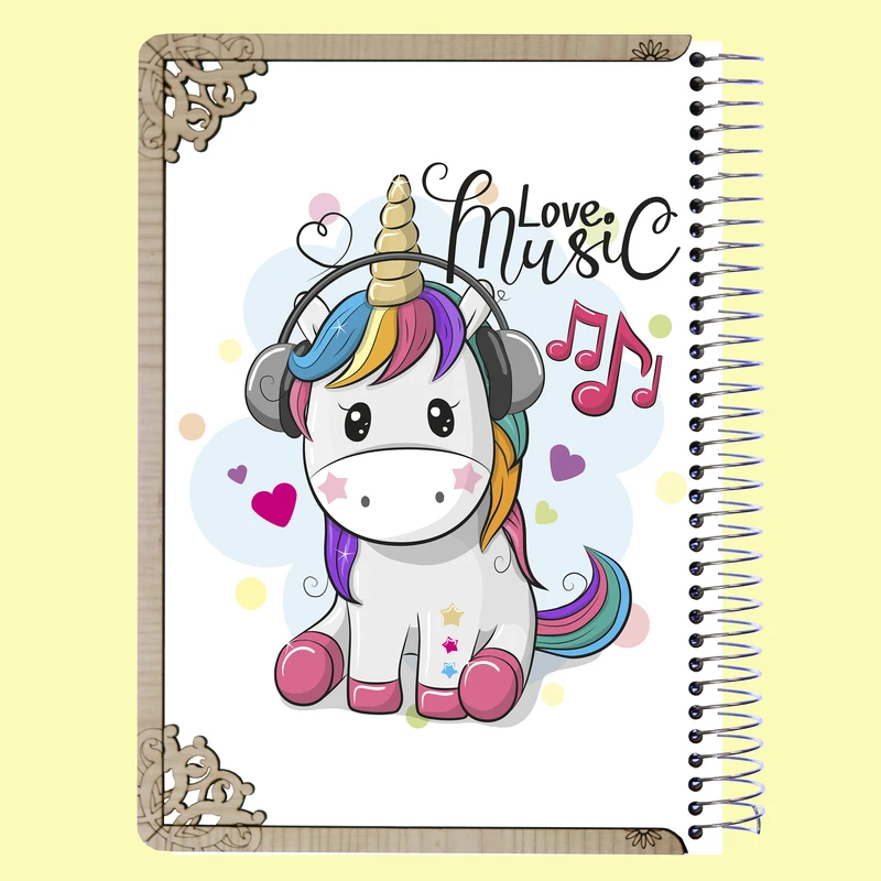 دفتر مشق مدل یونیکورن طرح موزیکال کد M012