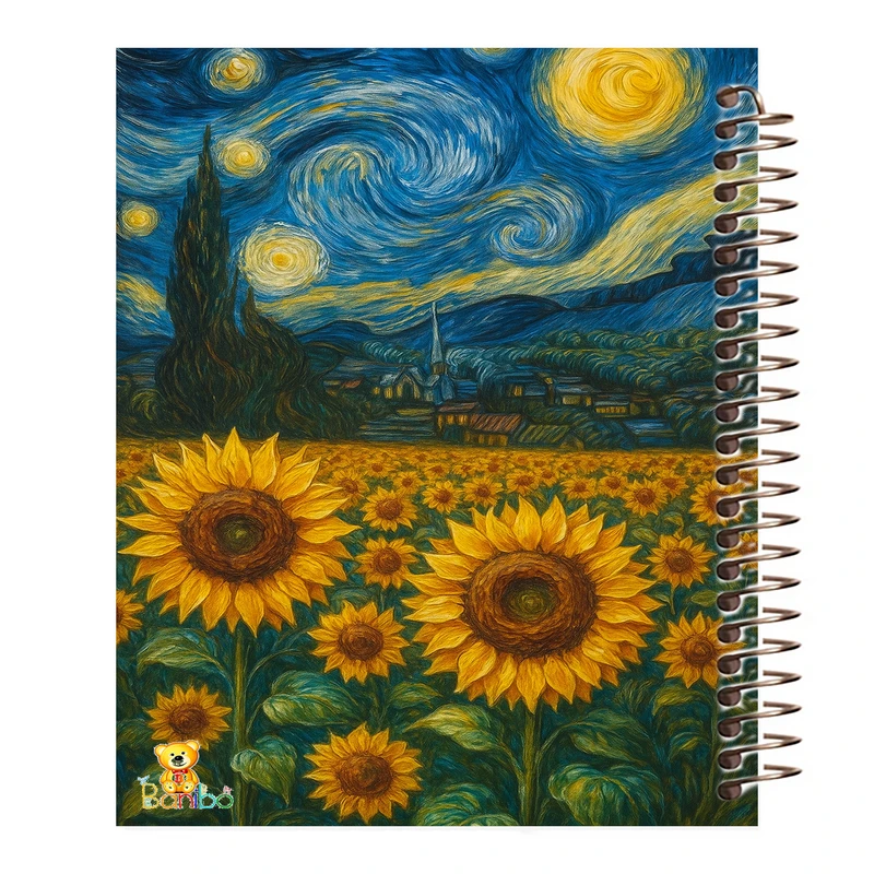 دفتر مشق 100 برگ بانیبو طرح  شب پرستاره ونگوگ کد 2730