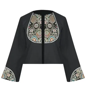 کت رسمی زنانه مدل کراپ لینن خرج کار هندی کد AK1300