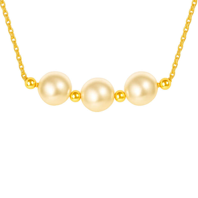 گردنبند طلا 18 عیار زنانه با طرح حلقه‌ای (فلامینگو) گالری قو طلایی مدل مروارید و البرنادو