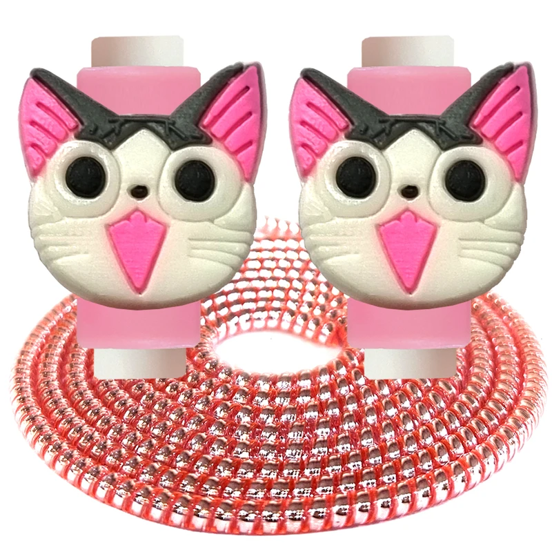 محافظ کابل شارژر و هندزفری رینیکا مدل Funy Cat RRR 03 مجموعه 3 عددی