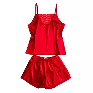 لباس خواب زنانه مدل جلومثلثی رنگ قرمز