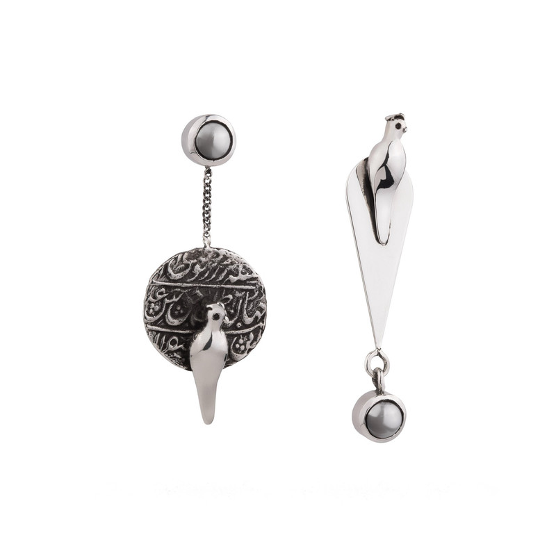 گوشواره نقره زنانه مدل سین مرغ