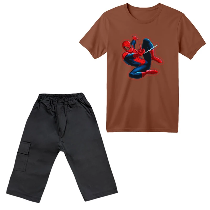 ست تی‌شرت آستین کوتاه و شلوارک پسرانه مدل مردعنکبوتی