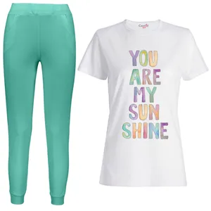 ست تی شرت آستین کوتاه و شلوار زنانه مدل 110