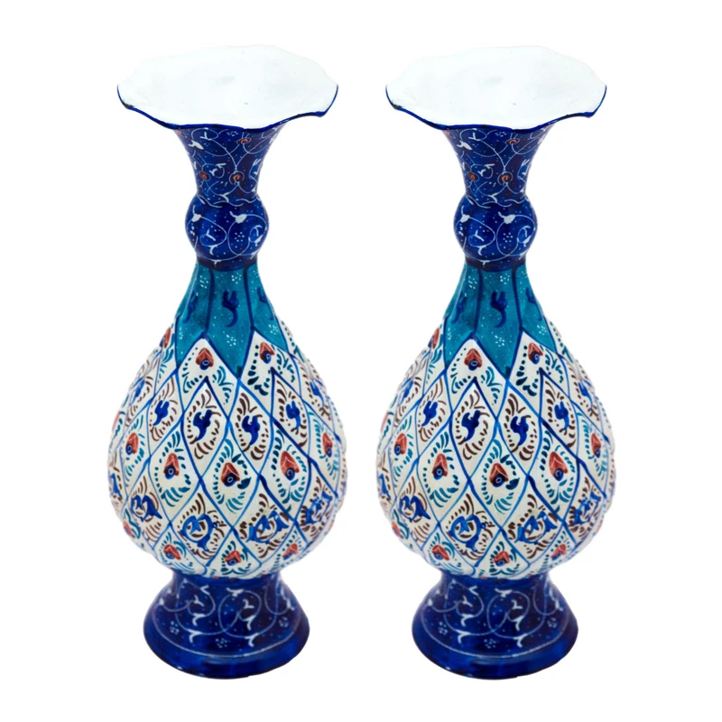 گلدان میناکاری مدل صراحی کد 392-12-102 مجموعه 2 عددی