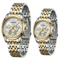 ست ساعت مچی عقربه&zwnj;ای کوارتز زنانه و مردانه کاکیو مدل  اسپرت لوکس تک موتوره دیت جاست کد Q3