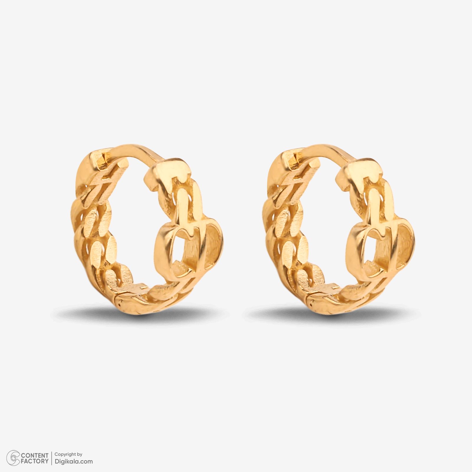 گوشواره حلقه‌ای طلا کم اجرت  18 عیار زنانه گلدم مدل E244031 -  - 7