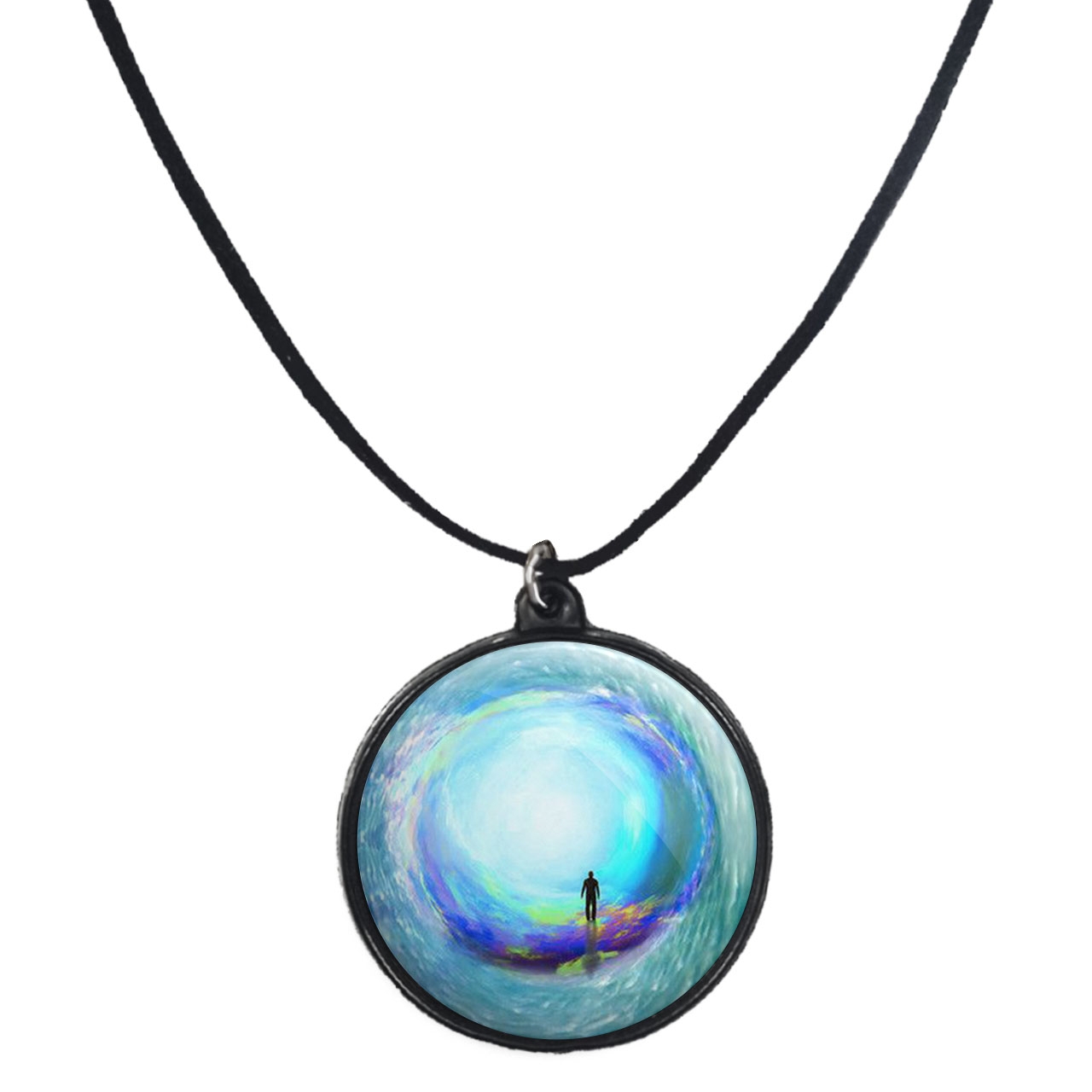 گردنبند پرمانه طرح سیاه چاله ها کد pmb.25890 مدل دو طرفه