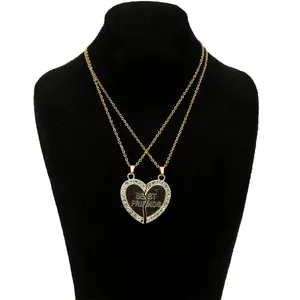 گردنبند زنانه مدل  قلب Best Friends نگین دار کد GZ-Beh-07 مجموعه 2 عددی