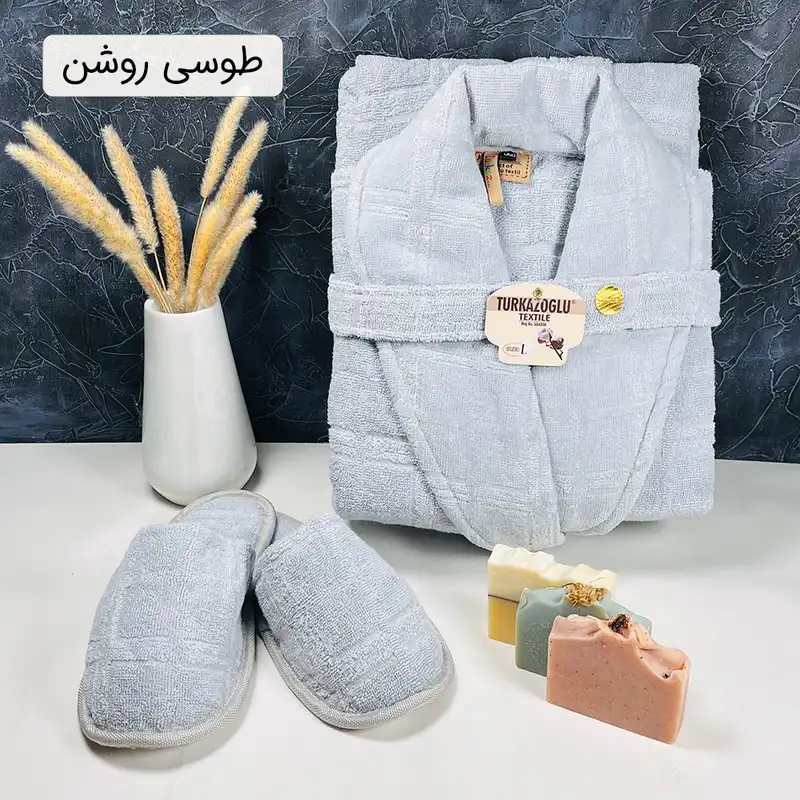 سرویس حوله پالتویی 2 تکه ترک آز طرح ویتوریا سایز 125