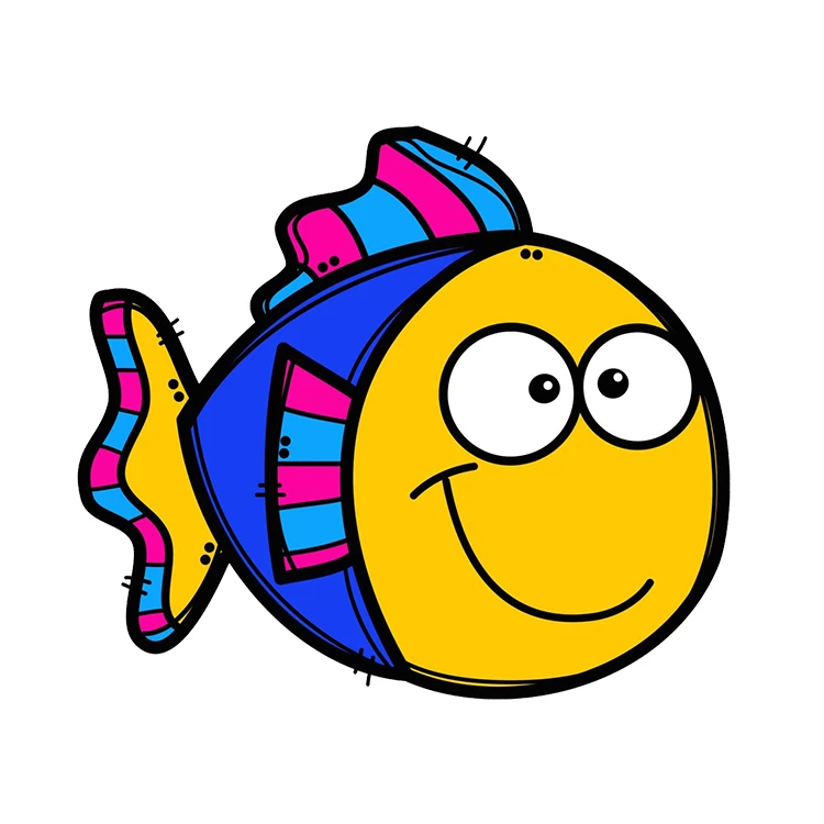 استیکر پارچه و لباس پاد آفرین مدل کارتونی کیوت ماهی بامزه کد S3249