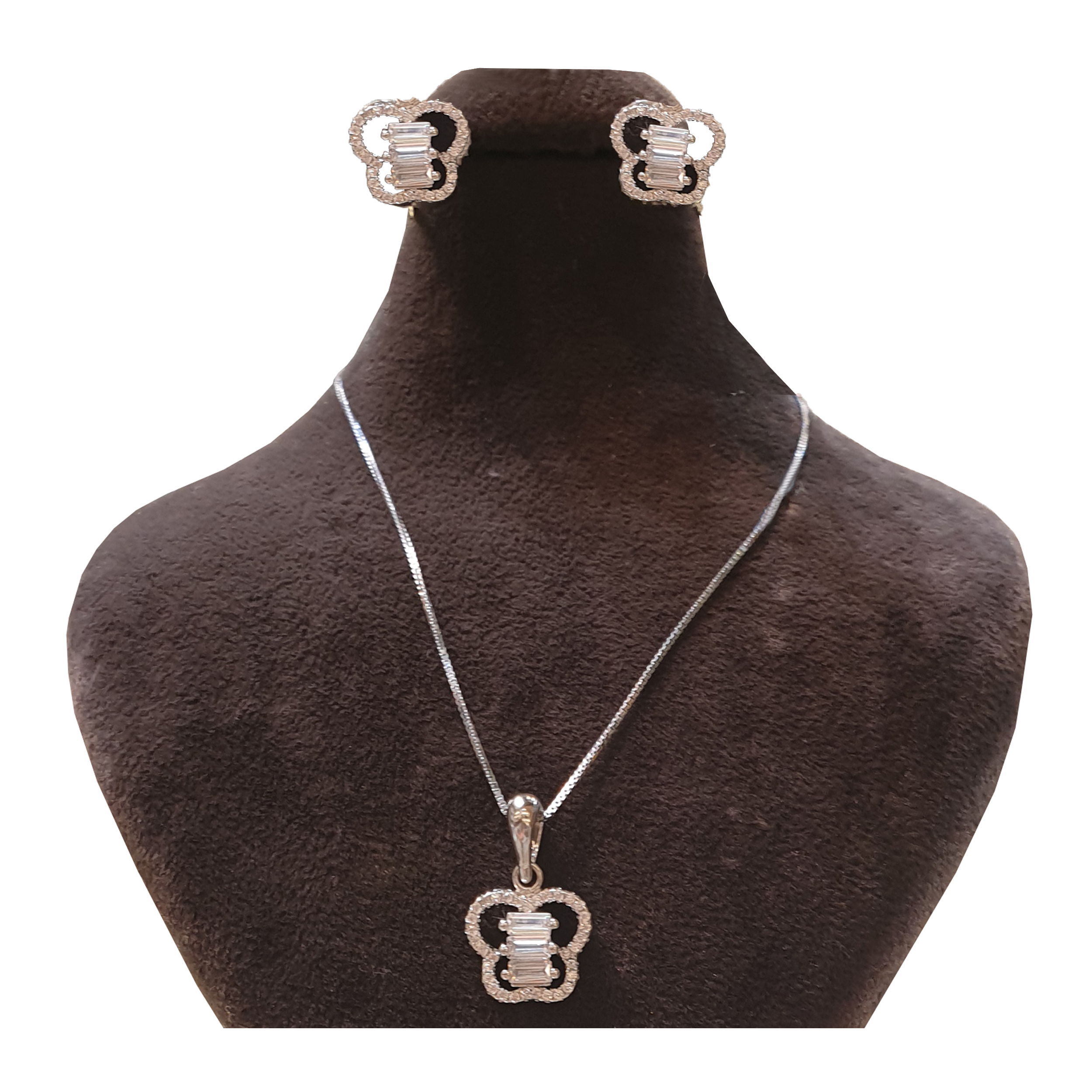 نیم ست نقره زنانه طرح پروانه مدل 444