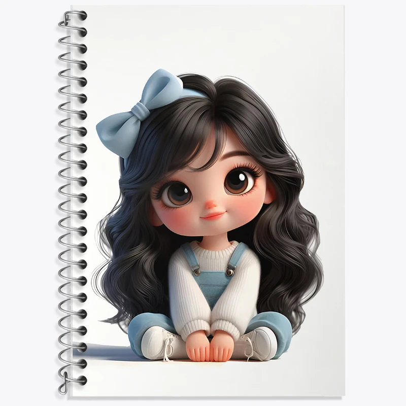 دفتر زبان 50 برگ خندالو مدل دو خط طرح دخترانه کیوت کد F7246