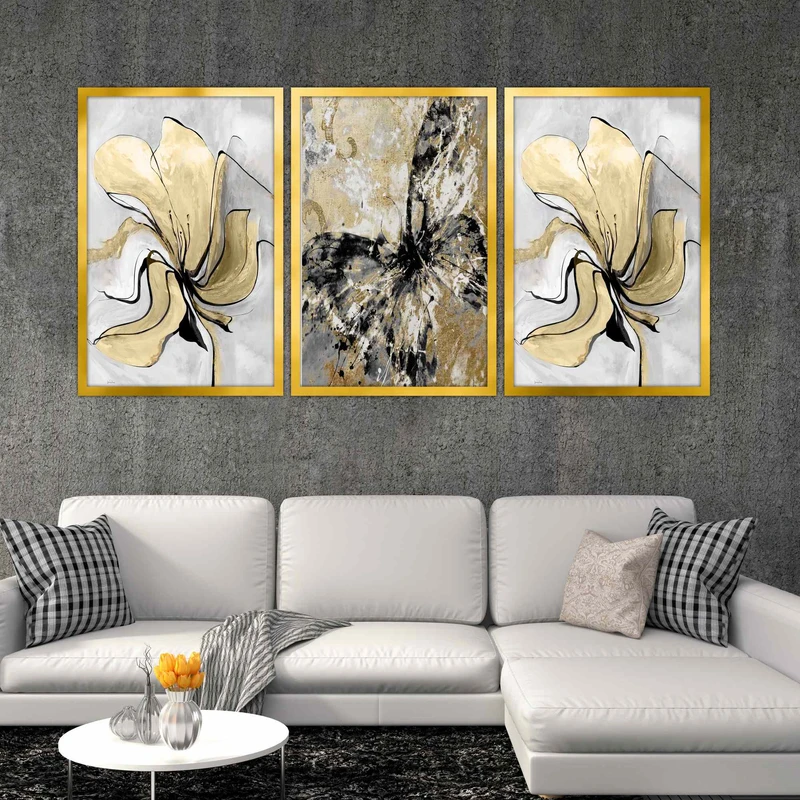 تابلو بکلیت طرح نقاشی مدرن مدل شاین اکلیلی T-1867 مجموعه 3 عددی