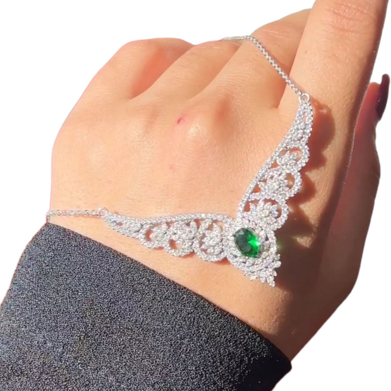 نیم ست نقره زنانه مدل زمرد ساچ