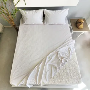 سرویس ملحفه صفاهوم مدل کتان هتلی دو نفره 3 تکه