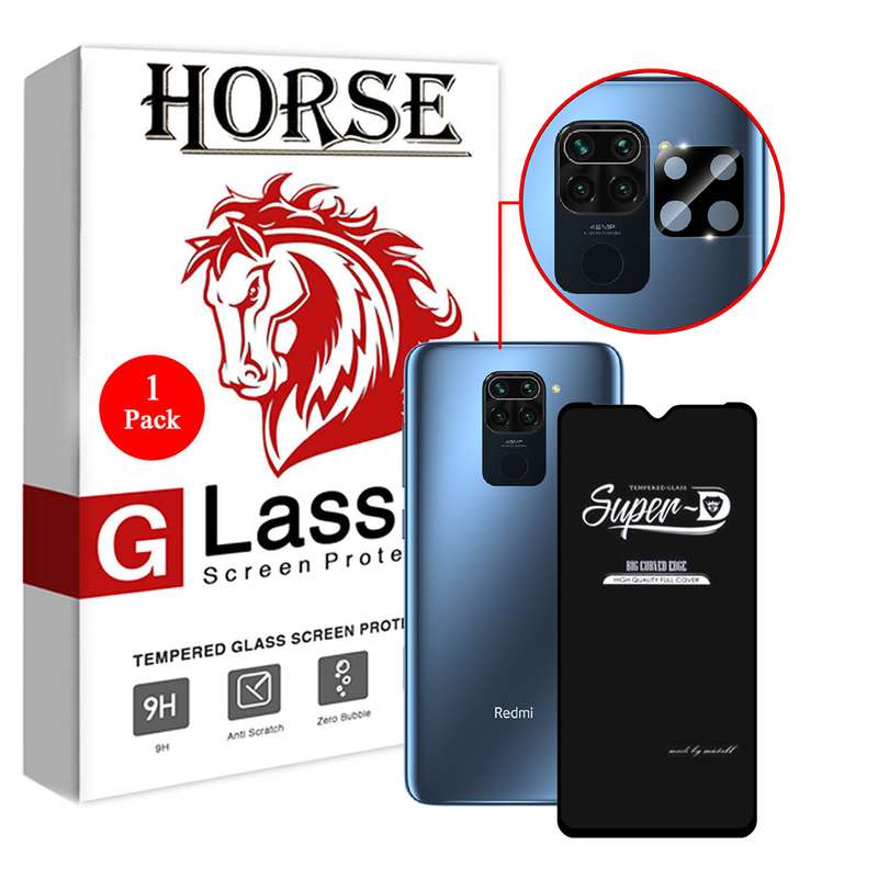 محافظ لنز دوربین هورس مدل 2SFA مناسب برای گوشی موبایل شیائومی Redmi Note 9 به همراه محافظ صفحه نمایش