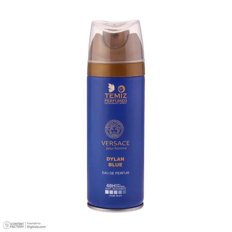 عکس شماره 2 : اسپری دئودورانت مردانه تمیز مدل versace dylan blue حجم 200 میلی-لیتر