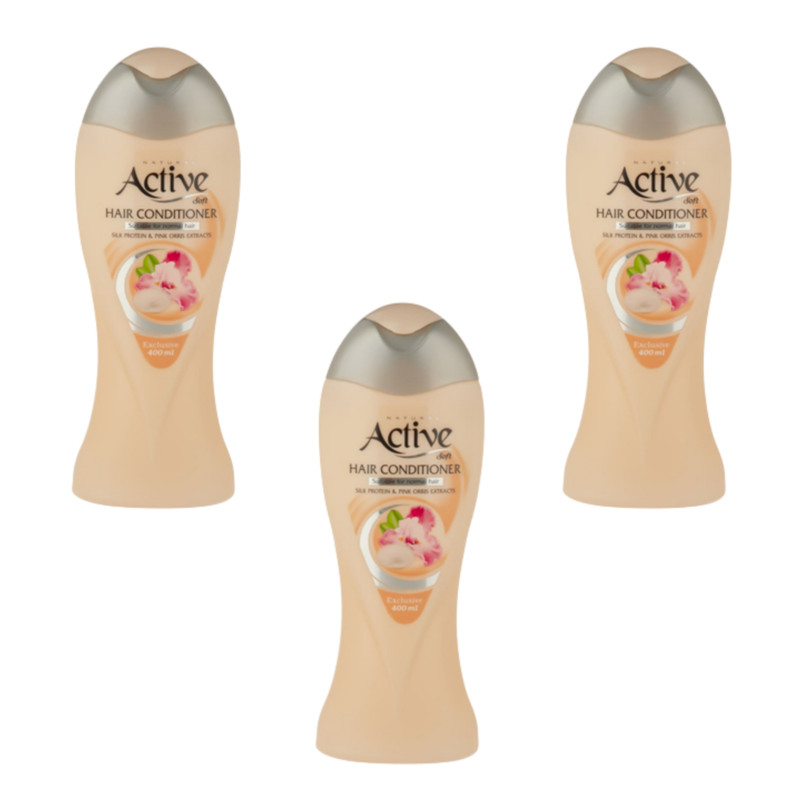 نرم‌کننده مو اکتیو مدل silk protein  حجم 400 میلی‌لیتر بسته 3 عددی