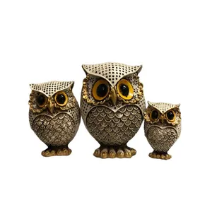 مجسمه دنیا دکوری سرمد مدل جغد خانواده کد 2 مجموعه 3 عددی