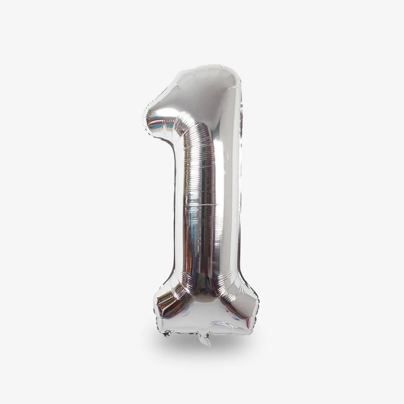 بادکنک فویلی عدد 1 هپی بری مدل SILVER