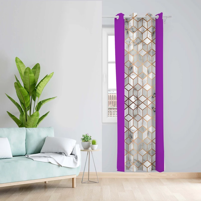 پرده طرح مکعب مدل مخمل پانچی کد 1624 z سایز 140x200 سانتی متر