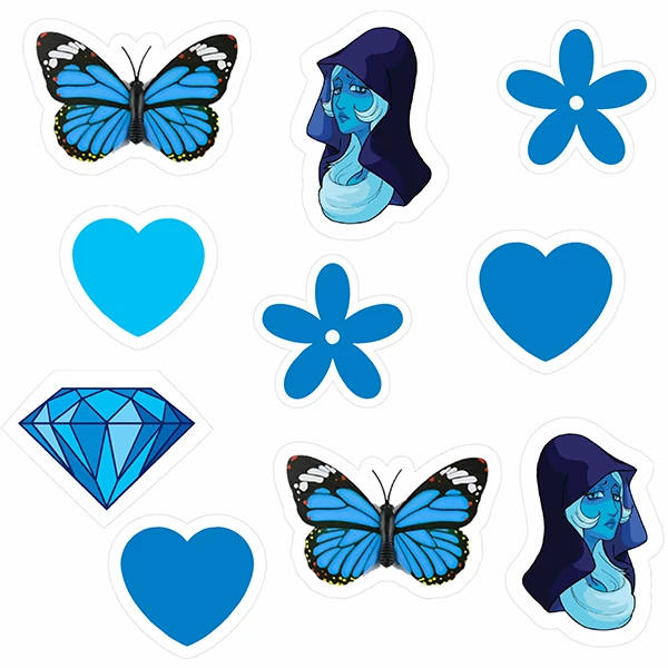  استیکر لپ تاپ راتیانا مدل blue pack مجموعه  10 عددی