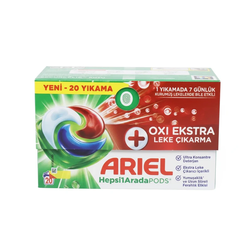 قرص ماشین لباسشویی آریل با رایحه کوهستانی مناسب برای همه البسه ها وزن 490 گرم بسته 20 عددی