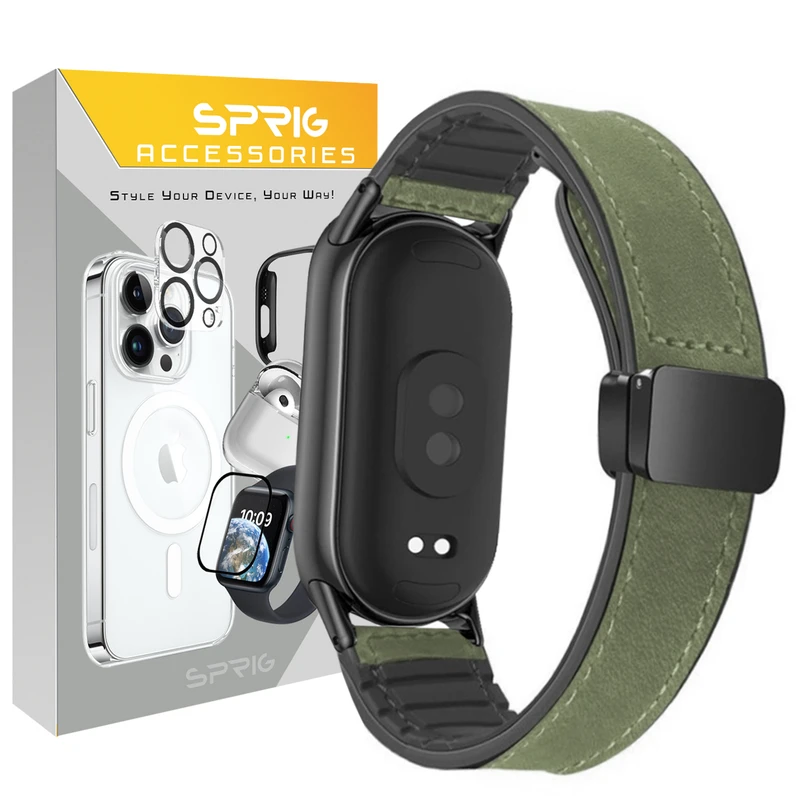 بند اسپریگ مدل Soft leather magnet مناسب برای ساعت هوشمند شیائومی Mi band 8/9 (12mm)