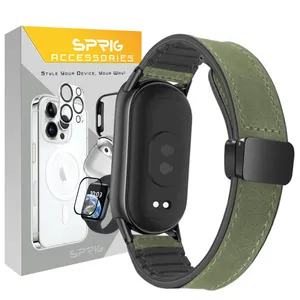 Sprig Soft leather magnet Strap Suitable for Xiaomi Mi band 8/9 (12mm)