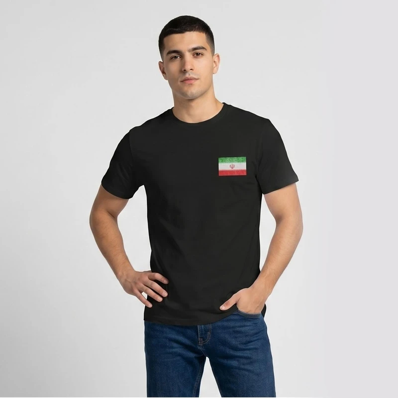 تی شرت آستین کوتاه مردانه مدل پرچم ایران کد 0276