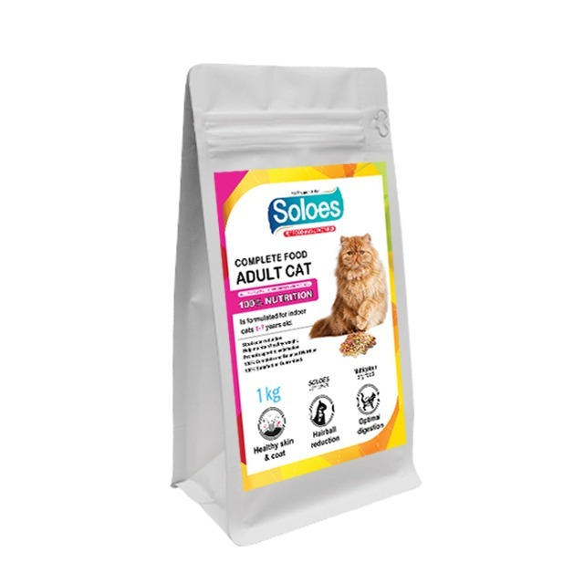 غذای خشک گربه بالغ سولواس مدل مولتی کالر طعم مرغ وزن 1 کیلوگرم