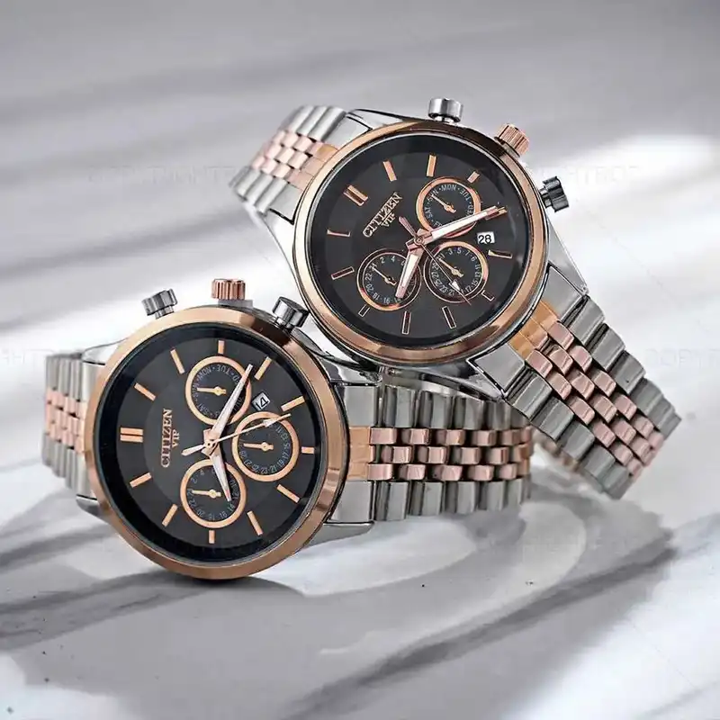 ست ساعت مچی عقربه ای  زنانه و مردانه  مدل تک موتور ساده 04