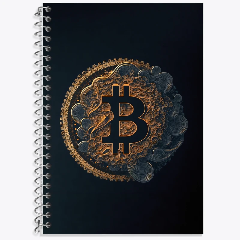 دفتر زبان 50 برگ خندالو مدل دو خط طرح بیت کوین (Bitcoin) کد F901