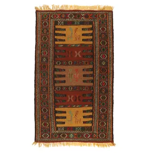 گلیم دستبافت دومتری طرح سفره کردی کد 1405139