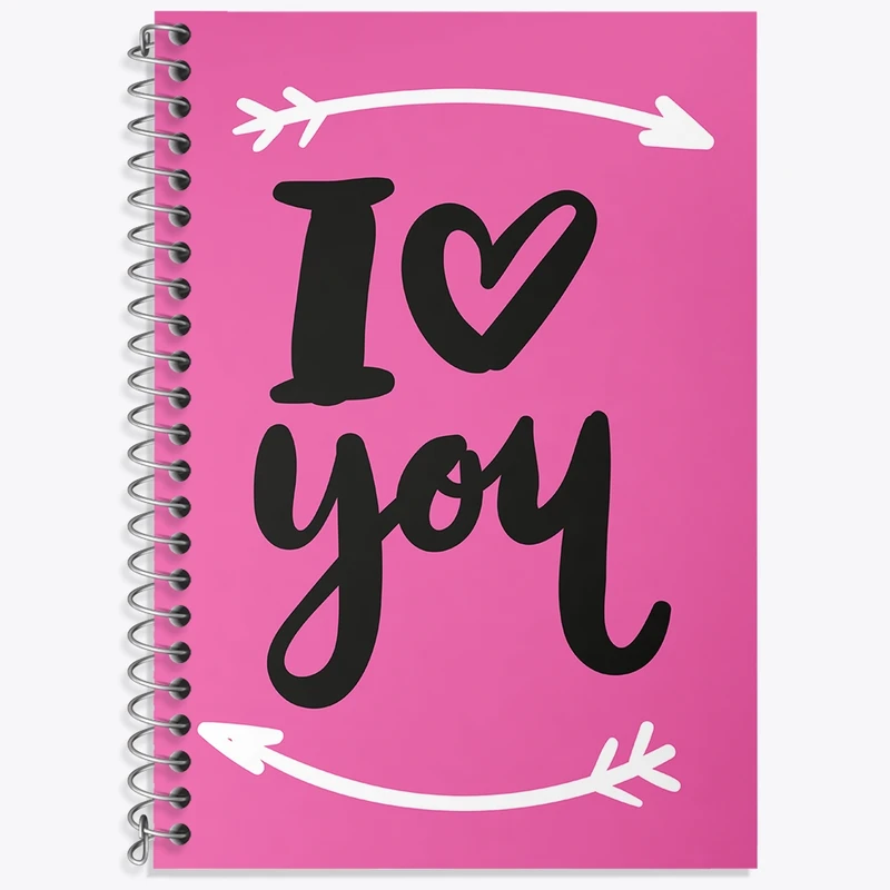 دفتر زبان 50 برگ خندالو مدل دو خط طرح I Love You کد N256