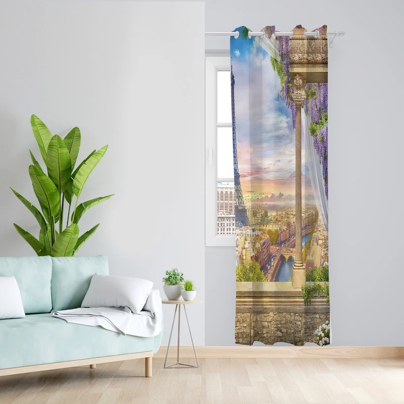 پرده طرح اقاقیا مدل مخمل پانچی کد 2632 z سایز 140x200 سانتی متر
